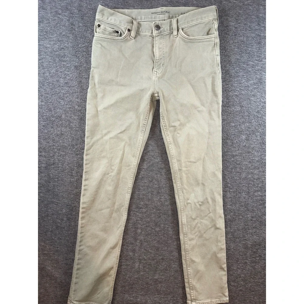 Banana Republic Traveler Slim Fit Chinos Pants Stretch Sage Green Mens Sz 31x31